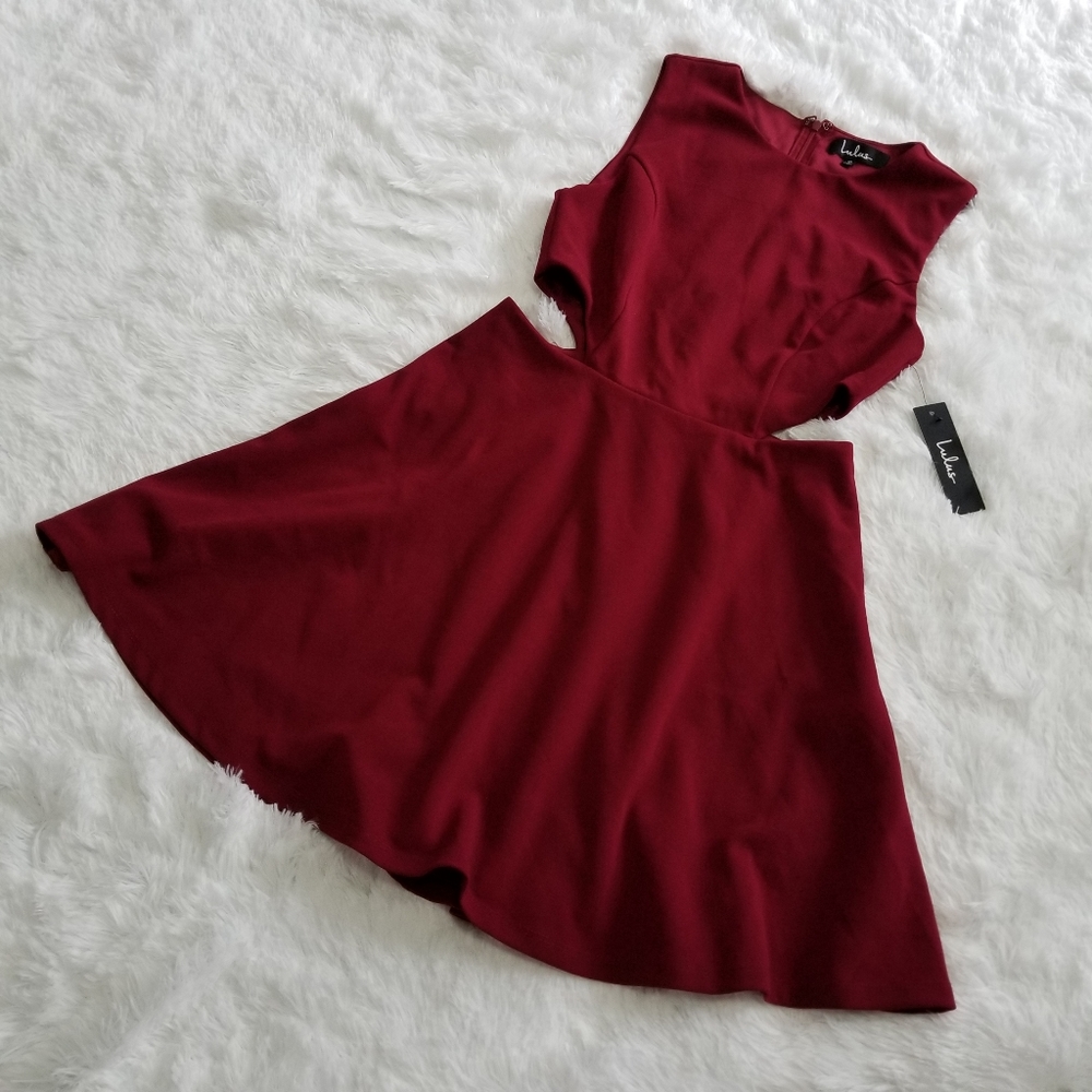 NWT Lulu's wine red cutout skater dress - Picture 2 of 7